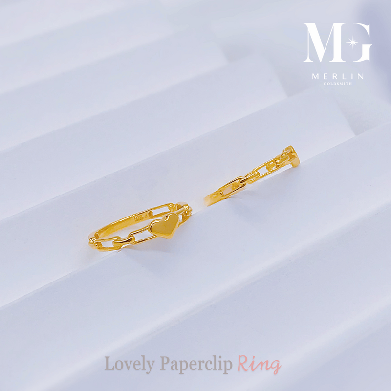916 Gold Paperclip Heart Ring