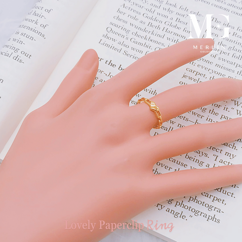 916 Gold Paperclip Heart Ring