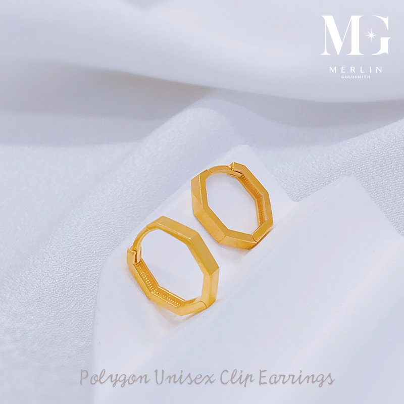 916 Gold Polygon Unisex Clip Earrings