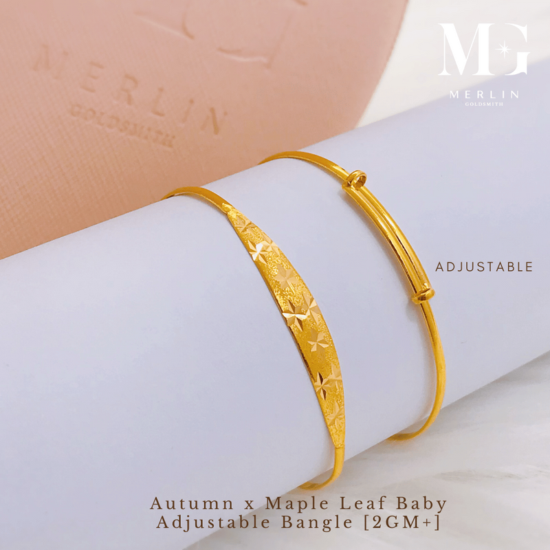 916 Gold (2GM+) Autumn x Maple Leaf Baby Adjustable Bangle