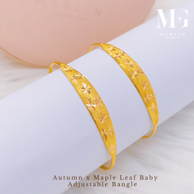 916 Gold (3GM+) Autumn x Maple Leaf Baby Adjustable Bangle