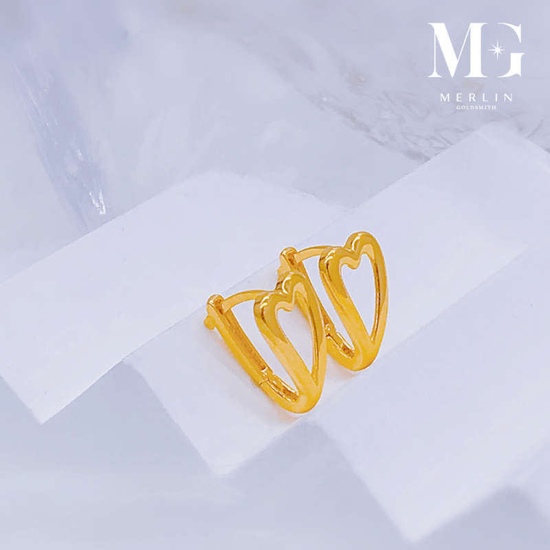 916 Gold Elegant Heart Clip Earrings (Without Spring)