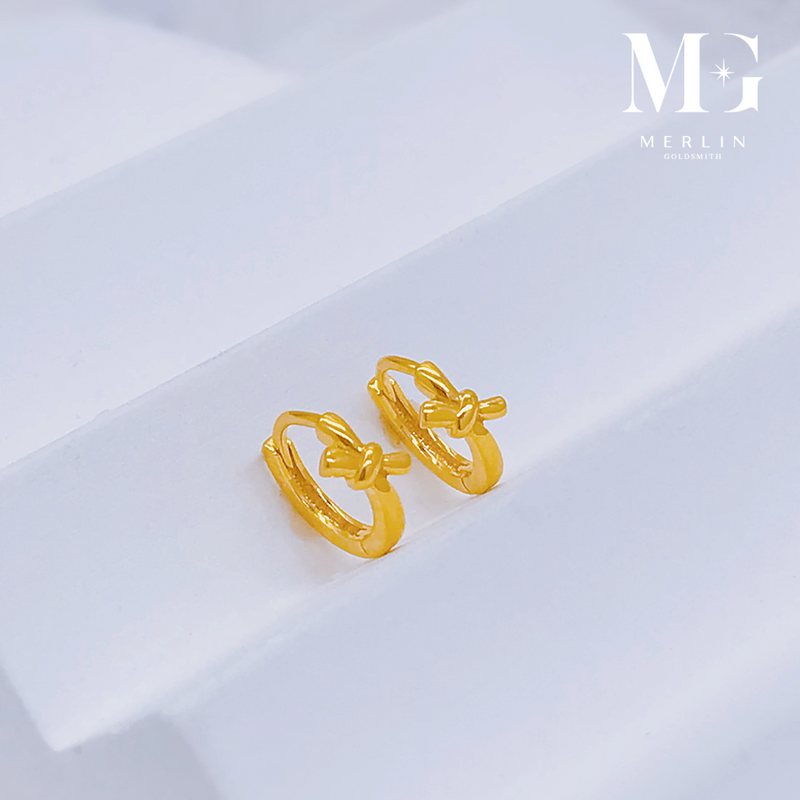 916 Gold Mini Happiness Knot Clip Earrings (Suitable for Kids / Adult's Second Ear Hole)