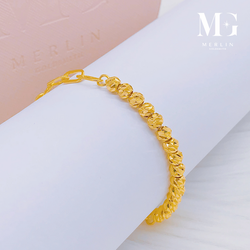 916 Gold Paperclip x Glitter Ball Bracelet