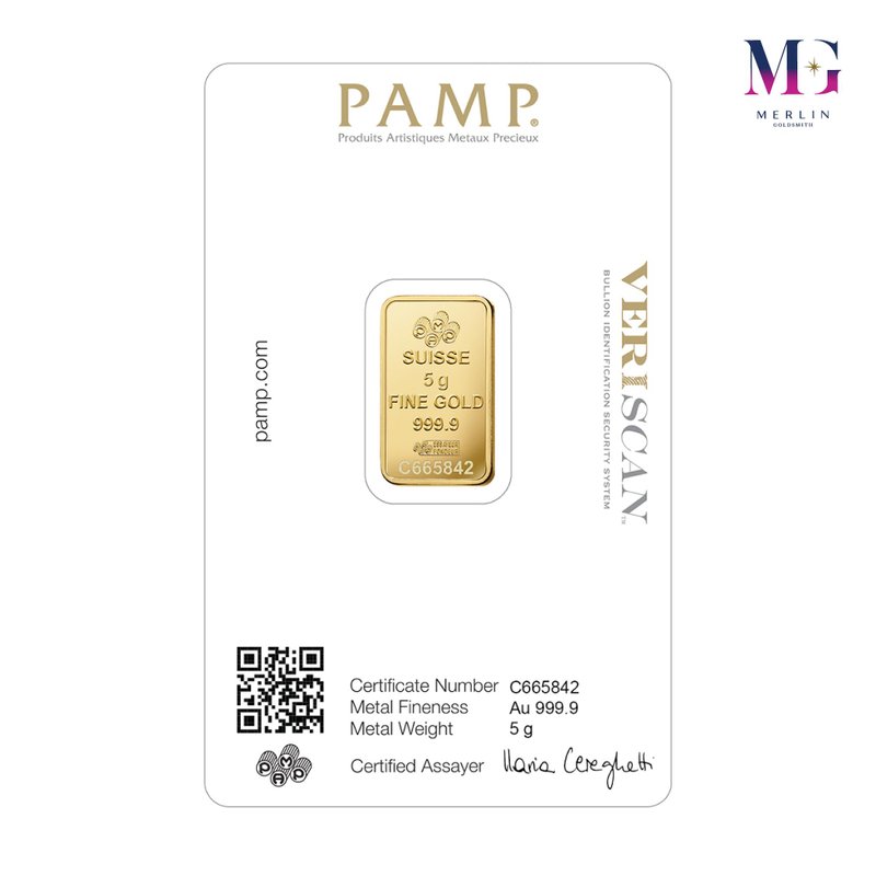999.9 Pure Investment Gold 5 Gram PAMP Gold Bar
