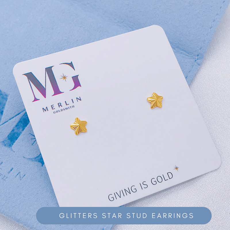 916 Gold Glitters Star Stud Earrings
