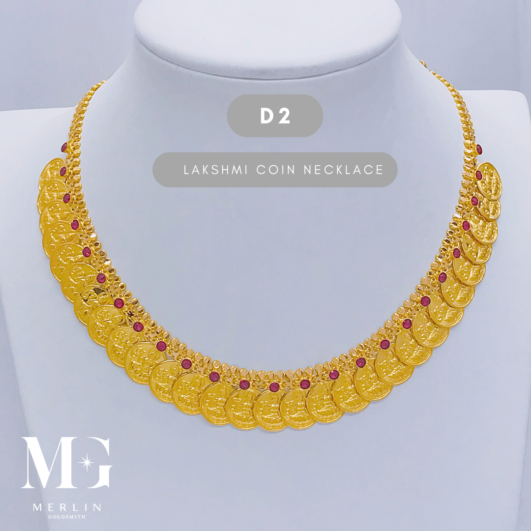 916 Gold Lakshmi Coin Necklace D2 Merlin Goldsmith
