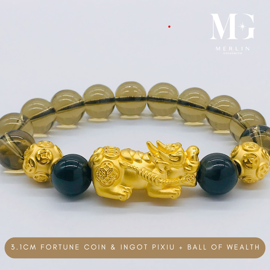 999 Pure Gold (3.1cm) Fortune Coin With Ingot Pixiu + Ball