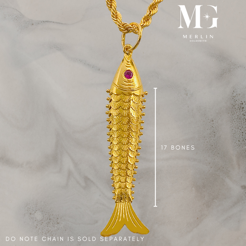 916 Gold Fish Pendant (12GM+ / 17 Bones)
