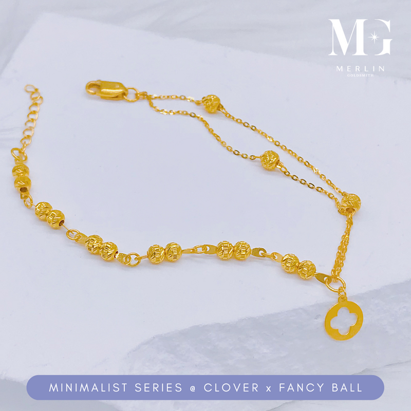 916 Gold Minimalist Series Clover x Fancy Ball Bracelet