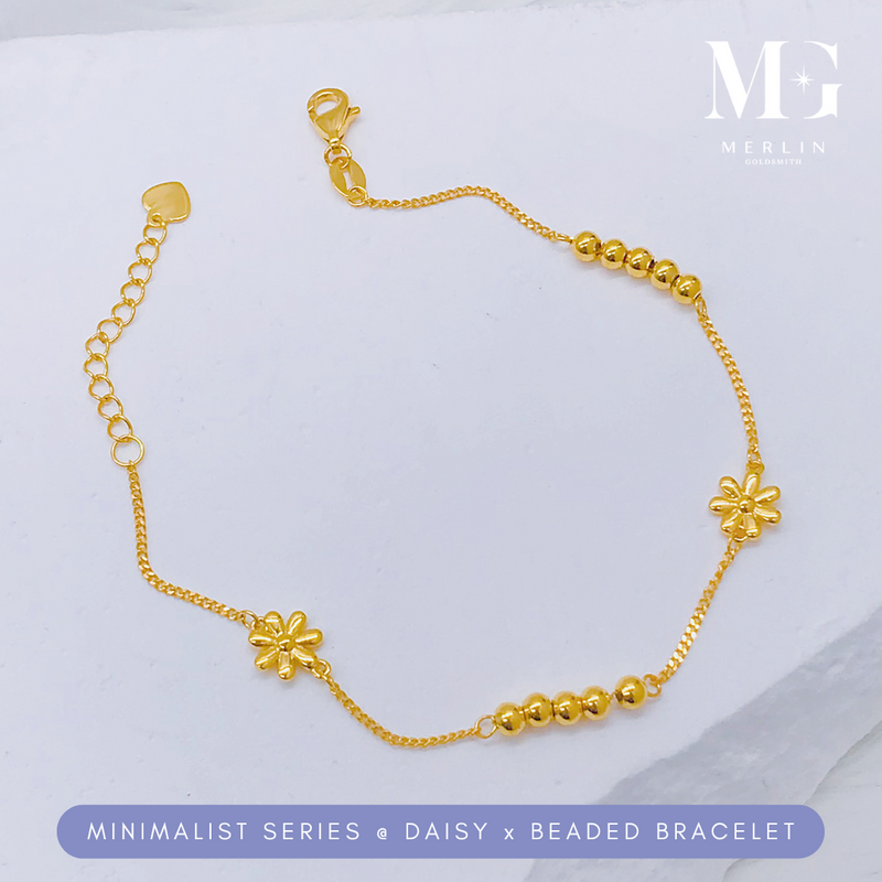 916 Gold Minimalist Series Daisy x Beaded Bracelet