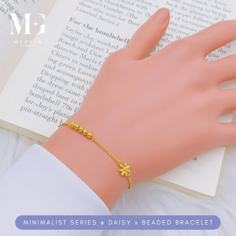 916 Gold Minimalist Series Daisy x Beaded Bracelet