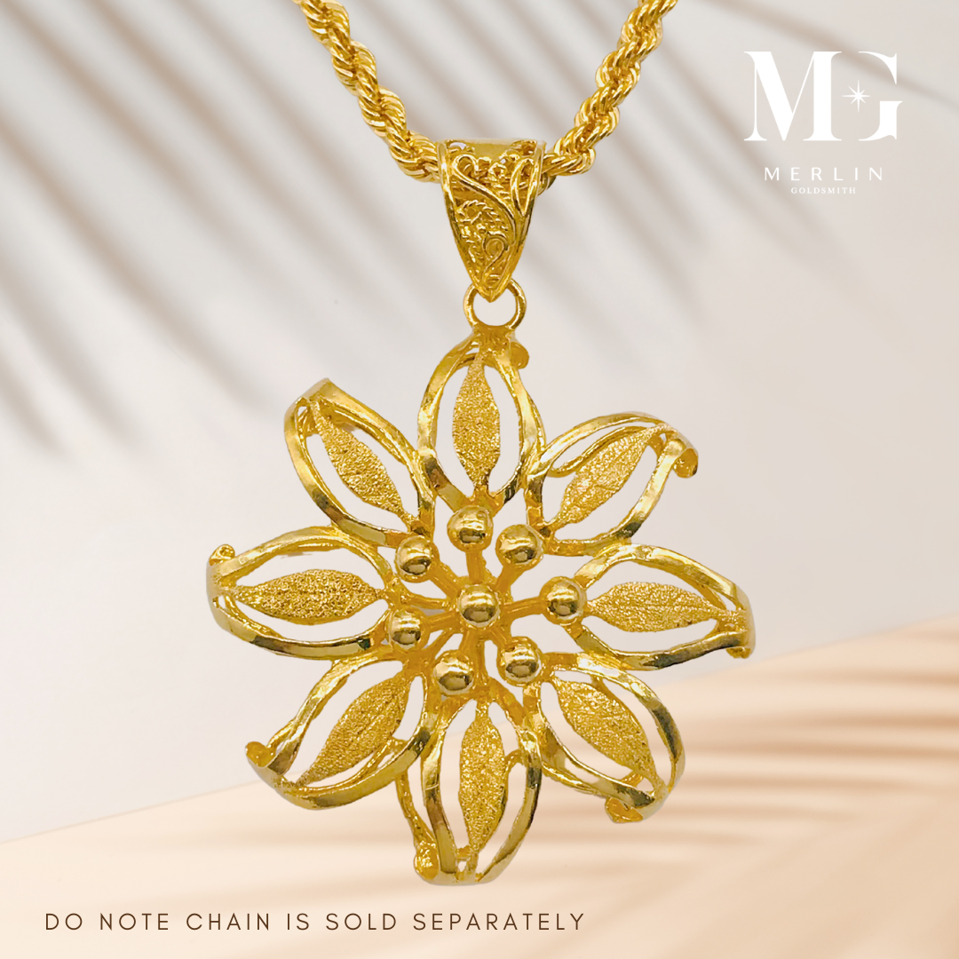 916 Gold Big Blossom Flower Pendant Merlin Goldsmith