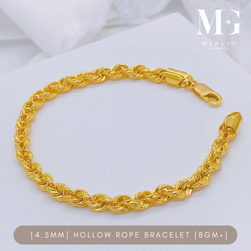 916 Gold (4.5MM) Hollow Rope Bracelet (HRB-8GM+)