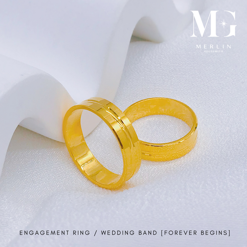 916 Gold Engagement Ring / Wedding Band [Forever Begins]