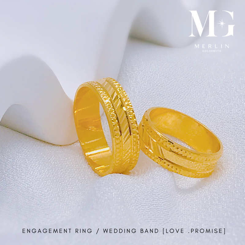 916 Gold Engagement Ring / Wedding Band [Love .Promise]
