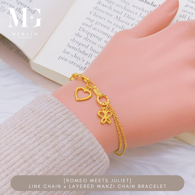 916 Gold [Romeo Meets Juliet] Link Chain x Layered Wanzi Chain Bracelet