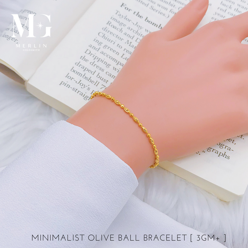 916 Gold Minimalist Olive Ball Bracelet (3GM+)