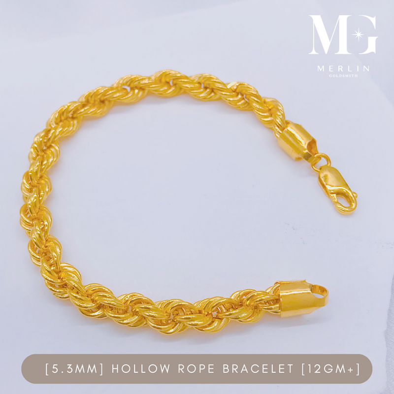 916 Gold (5.3MM) Hollow Rope Bracelet (HRB-12GM+)