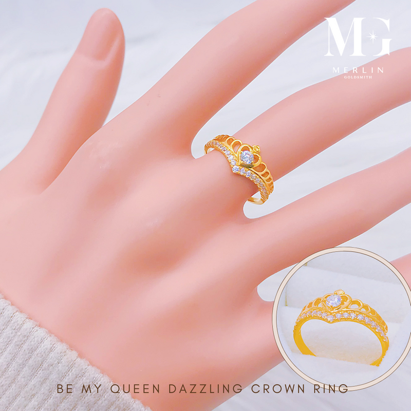 916 Gold Be My Queen Dazzling Crown Ring