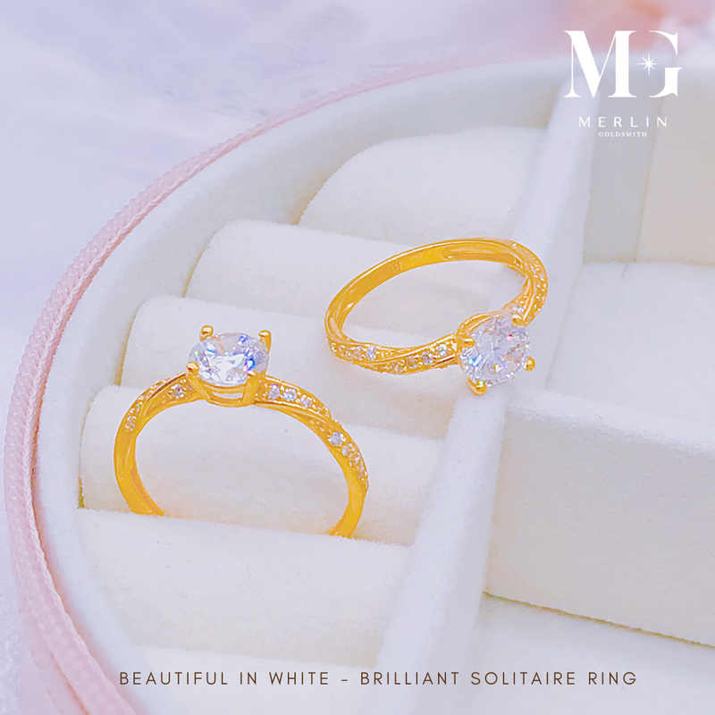 916 Gold Beautiful In White - Brilliant Solitaire Ring