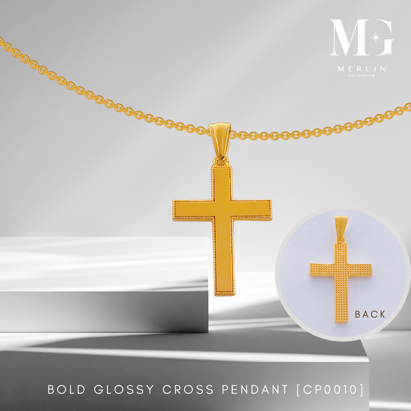 916 Gold Bold Glossy Cross Pendant [CP0010]