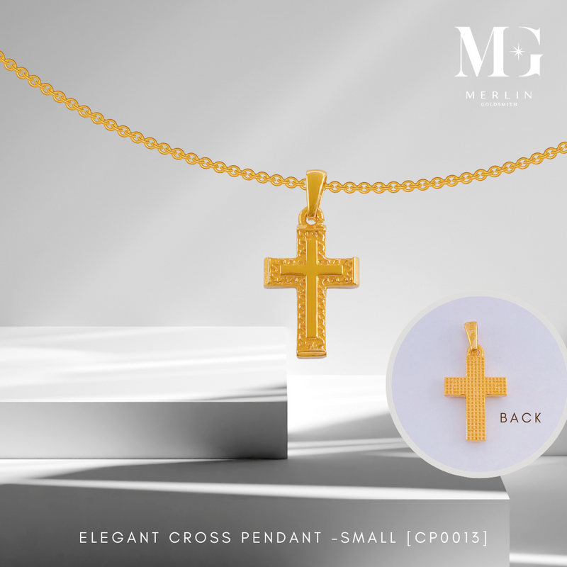 916 Gold Elegant Cross Pendant - Small [CP0013]