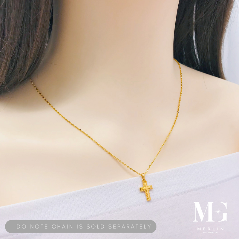 916 Gold Elegant Cross Pendant - Small [CP0013]