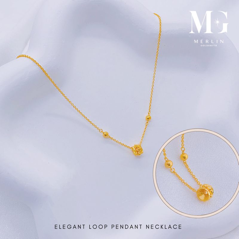 916 Gold Elegant Loop Pendant Necklace