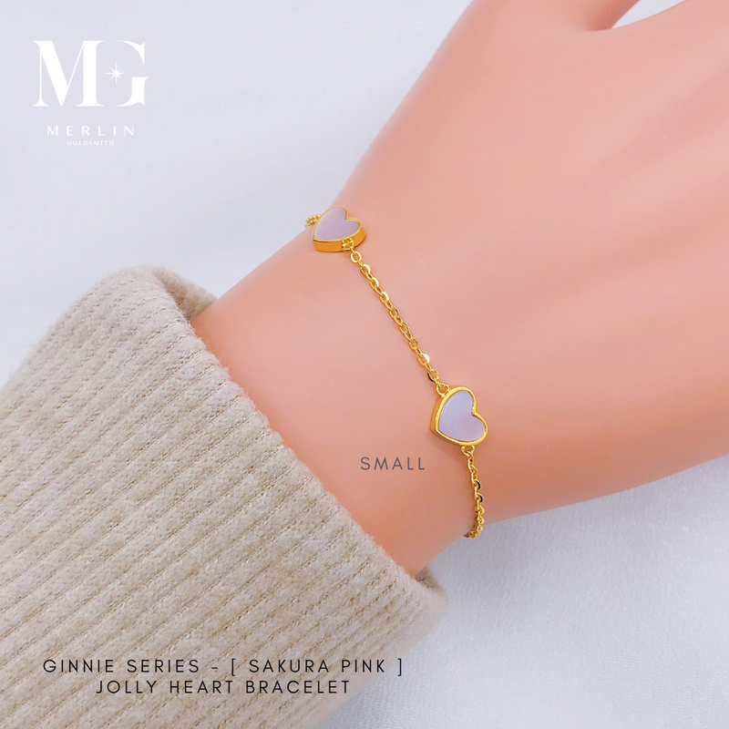 916 Gold Ginnie Series - [Sakura Pink] Jolly Heart Bracelet