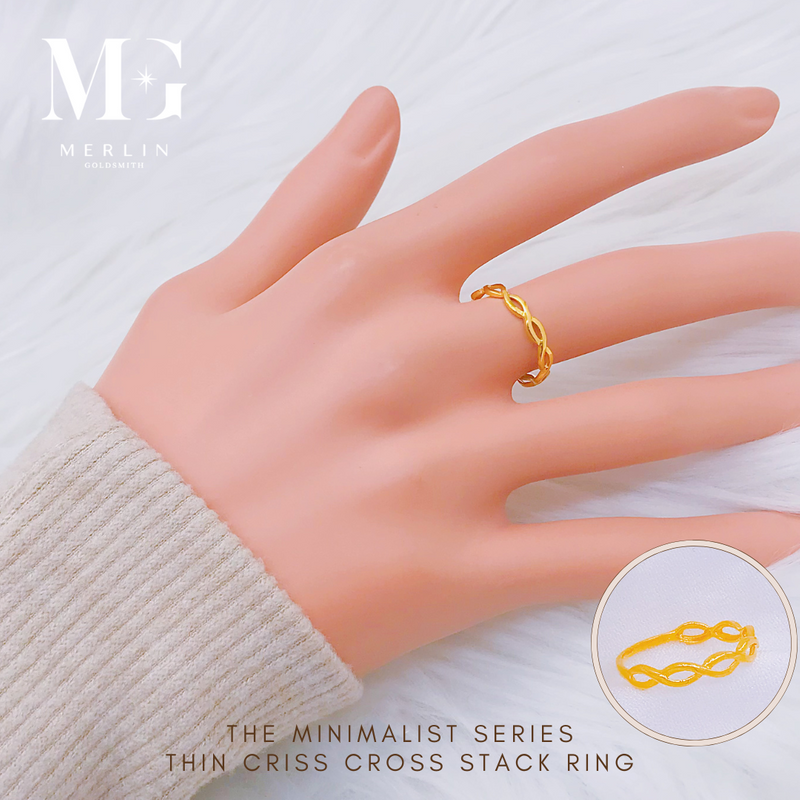 916 Gold The Minimalist Series - Thin Criss Cross Stack Ring