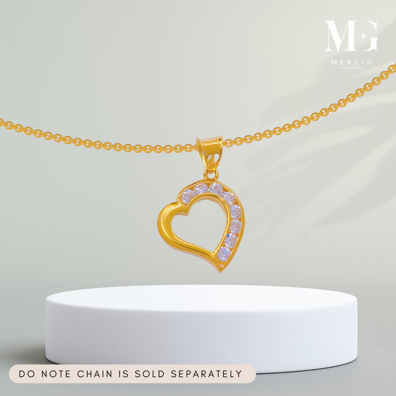 916 Gold Dazzling Openwork Heart Setting with Zircon Pendant