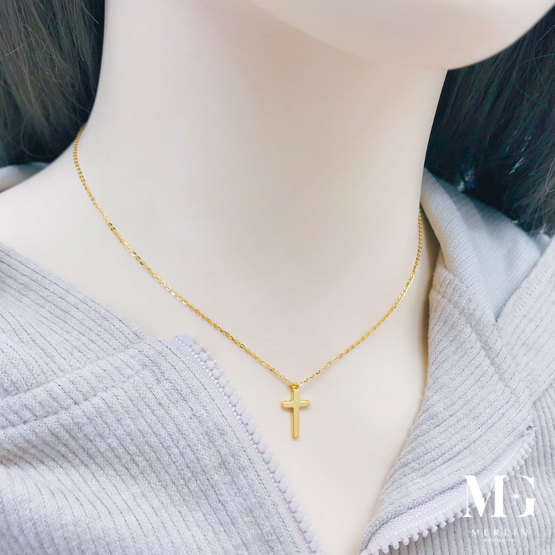 916 Gold Elegant Cross Necklace