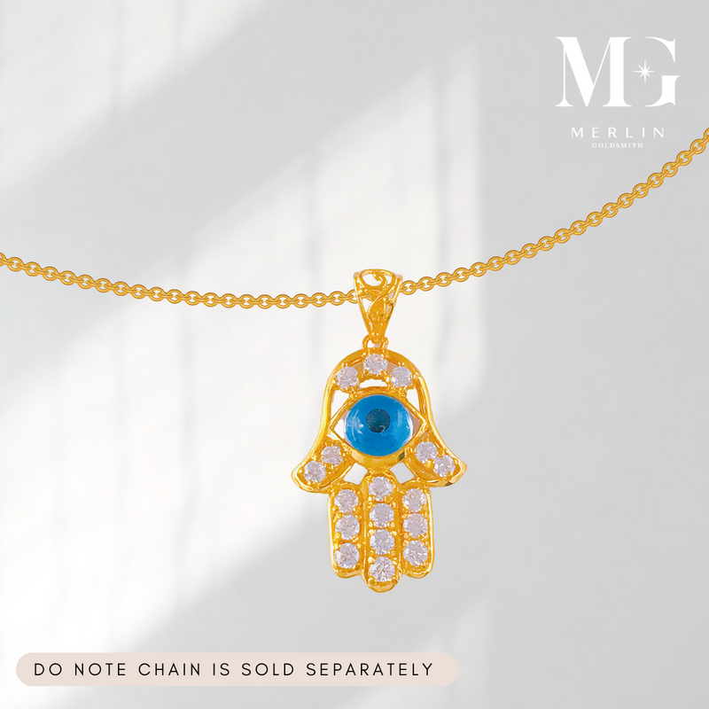 916 Gold Hamsa Eye Pendant - Large