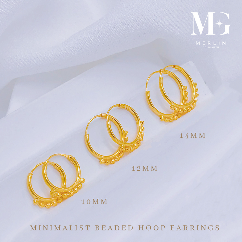 916 Gold Minimalist Beaded Hoop Earrings