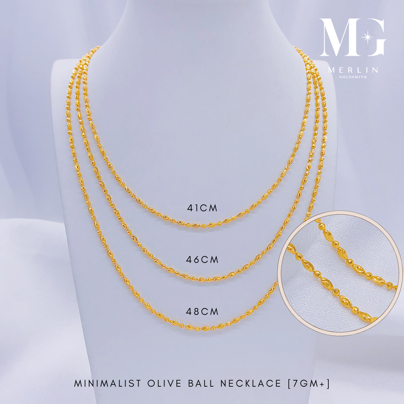 916 Gold Minimalist Olive Ball Necklace (7GM+)