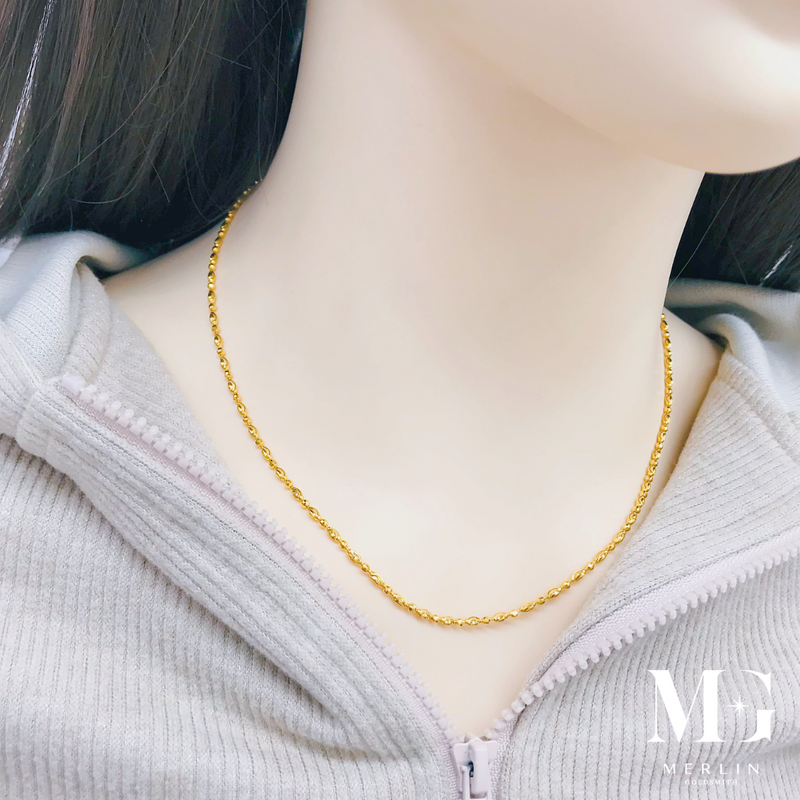 916 Gold Minimalist Olive Ball Necklace (7GM+)