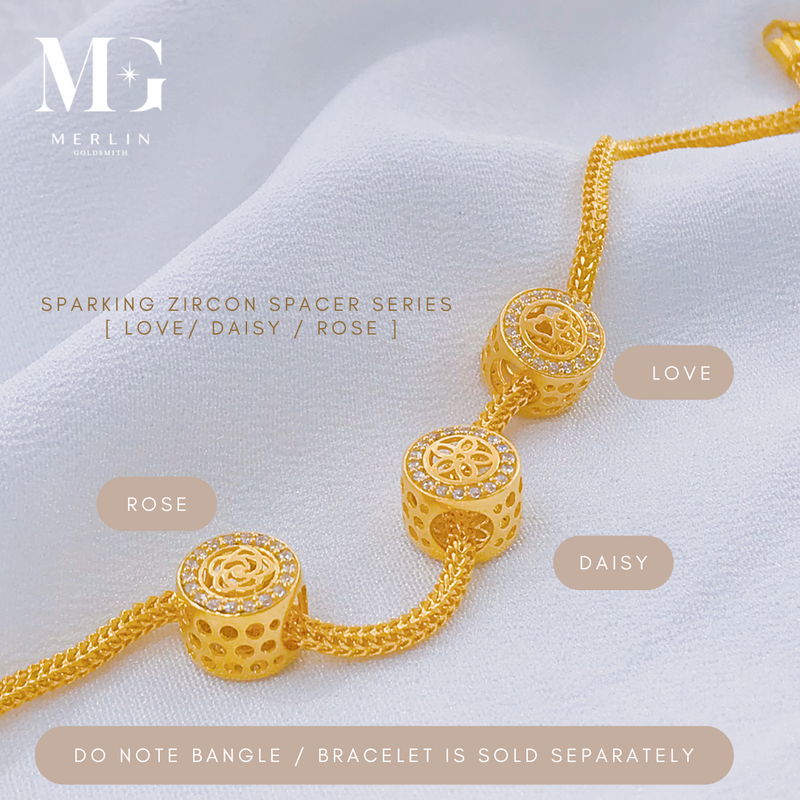 916 Gold Sparkling Zircon Spacer Series (Love / Daisy / Rose)