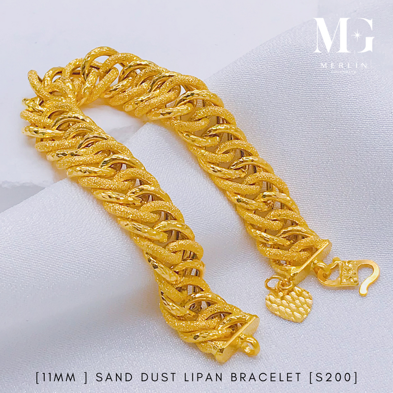 916 Gold 11mm Sand Dust Lipan Bracelet [S200]