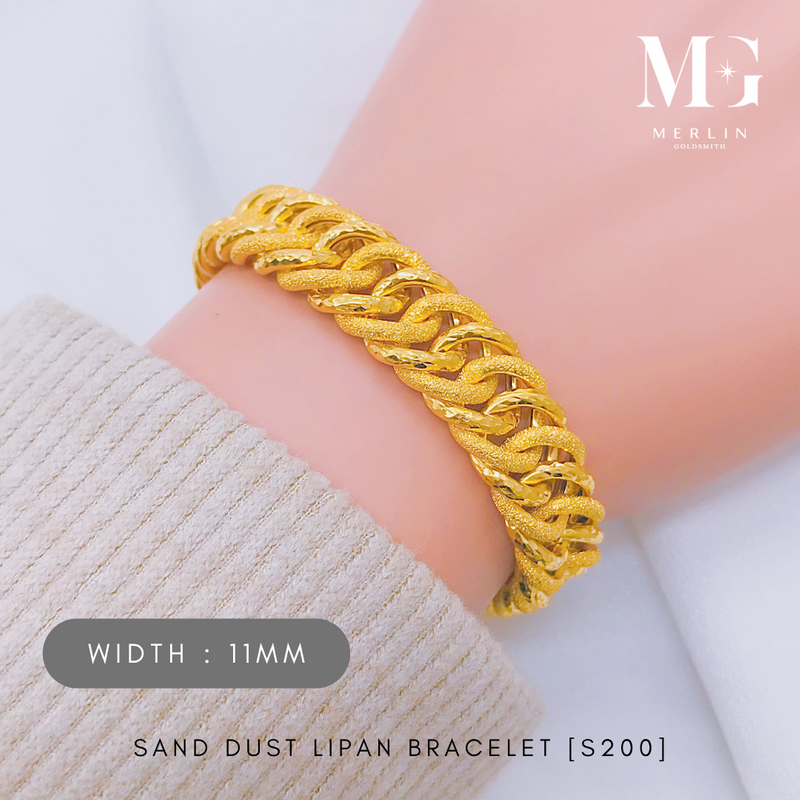 916 Gold 11mm Sand Dust Lipan Bracelet [S200]