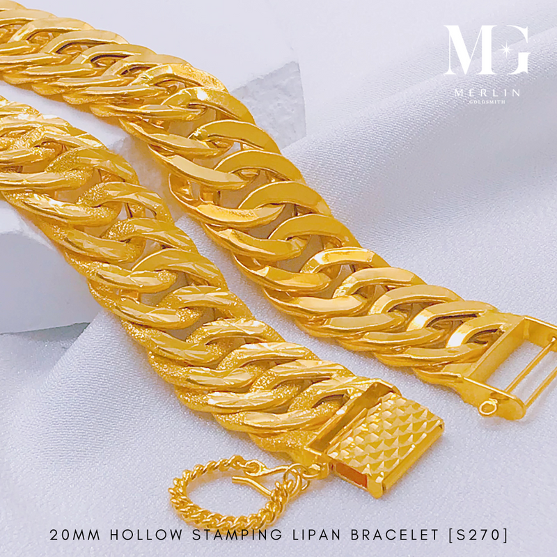 916 Gold 20mm Hollow Stamping Lipan Bracelet [S270]