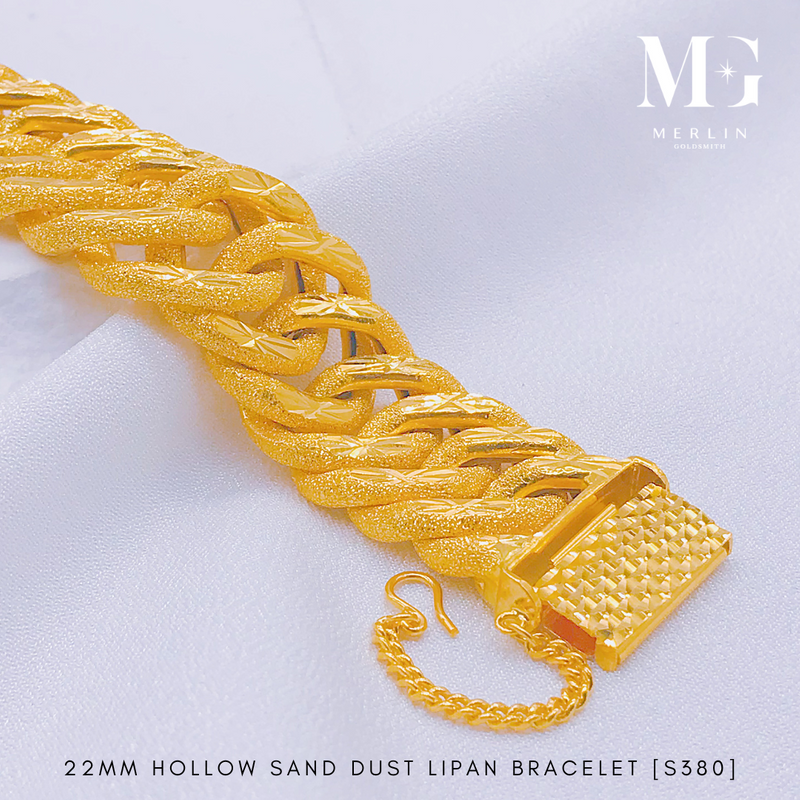 916 Gold 22mm Hollow Sand Dust Lipan Bracelet [S380]