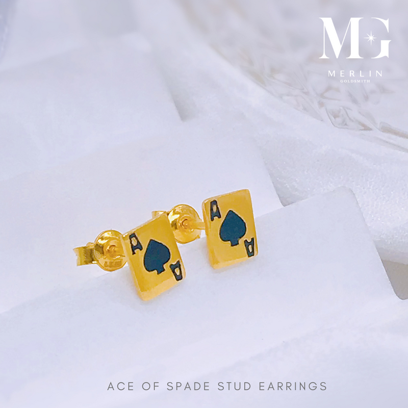 916 Gold Ace of Spade Stud Earrings