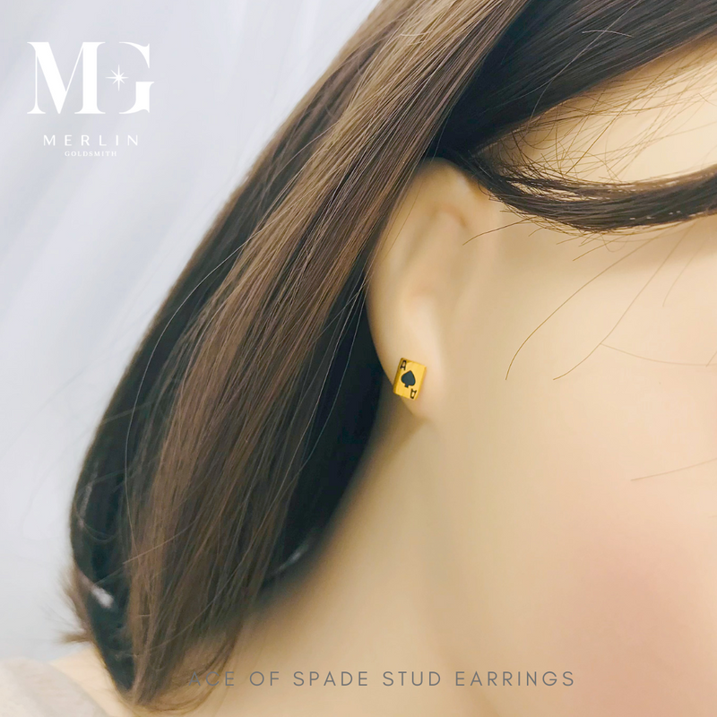 916 Gold Ace of Spade Stud Earrings