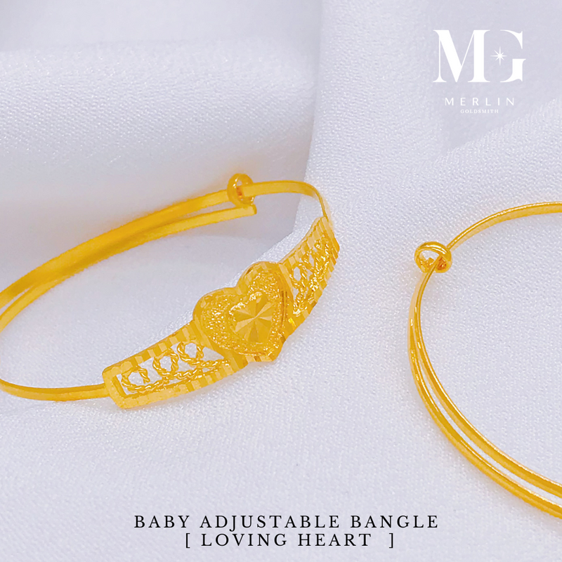 916 Gold Baby Adjustable Bangle (Lovely Heart)