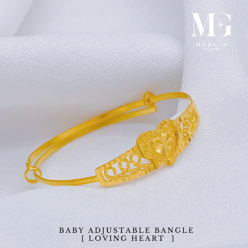 916 Gold Baby Adjustable Bangle (Lovely Heart)