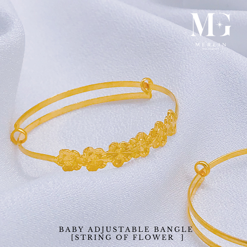 916 Gold Baby Adjustable Bangle (String of Flower)