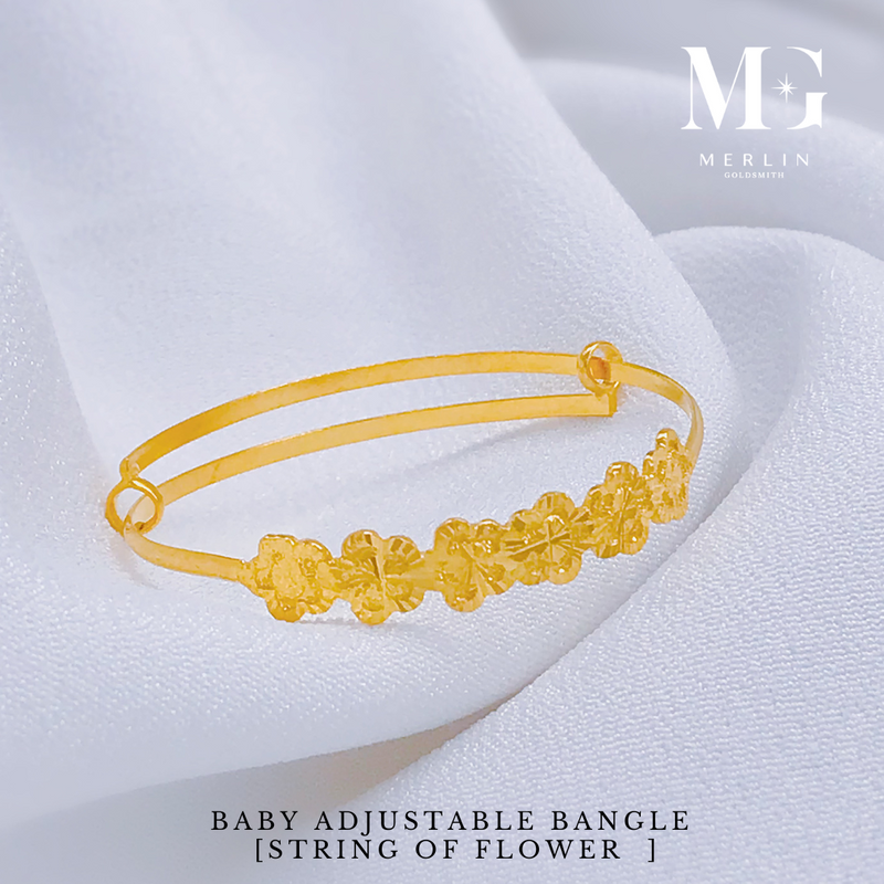 916 Gold Baby Adjustable Bangle (String of Flower)