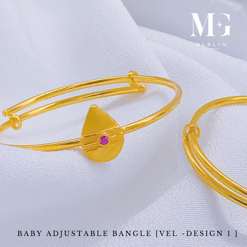 916 Gold Baby Adjustable Bangle (VEL - D1)