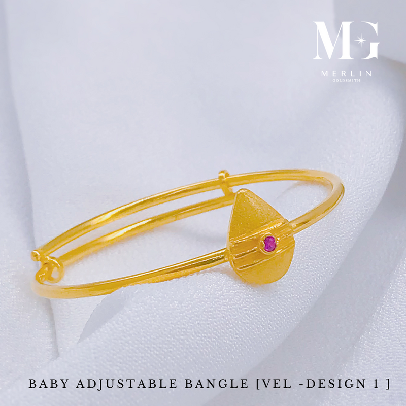 916 Gold Baby Adjustable Bangle (VEL - D1)